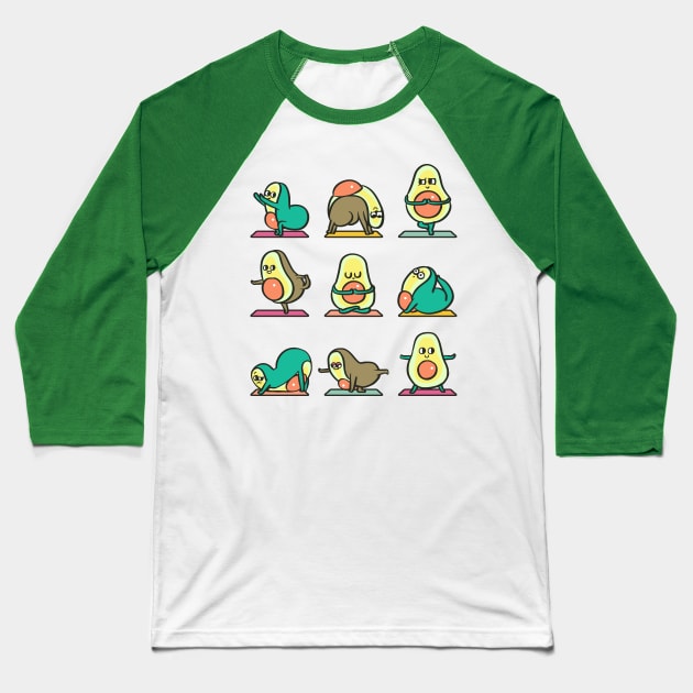 Avocado Yoga for Kids Baseball T-Shirt by huebucket